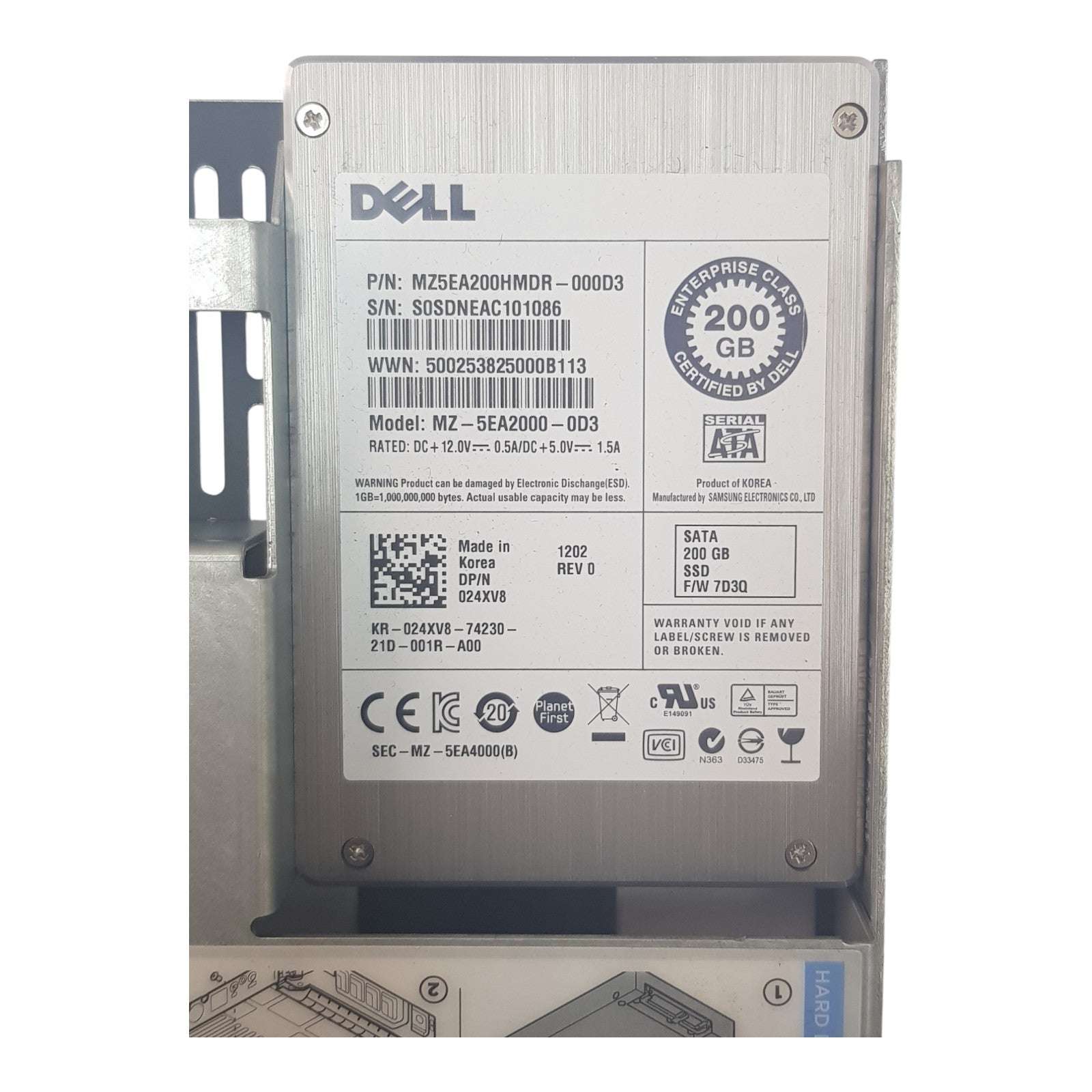 Dell 024XV8 200GB SATA SSD 2.5" Solid State Drives MZ5EA200HMDR-000D3