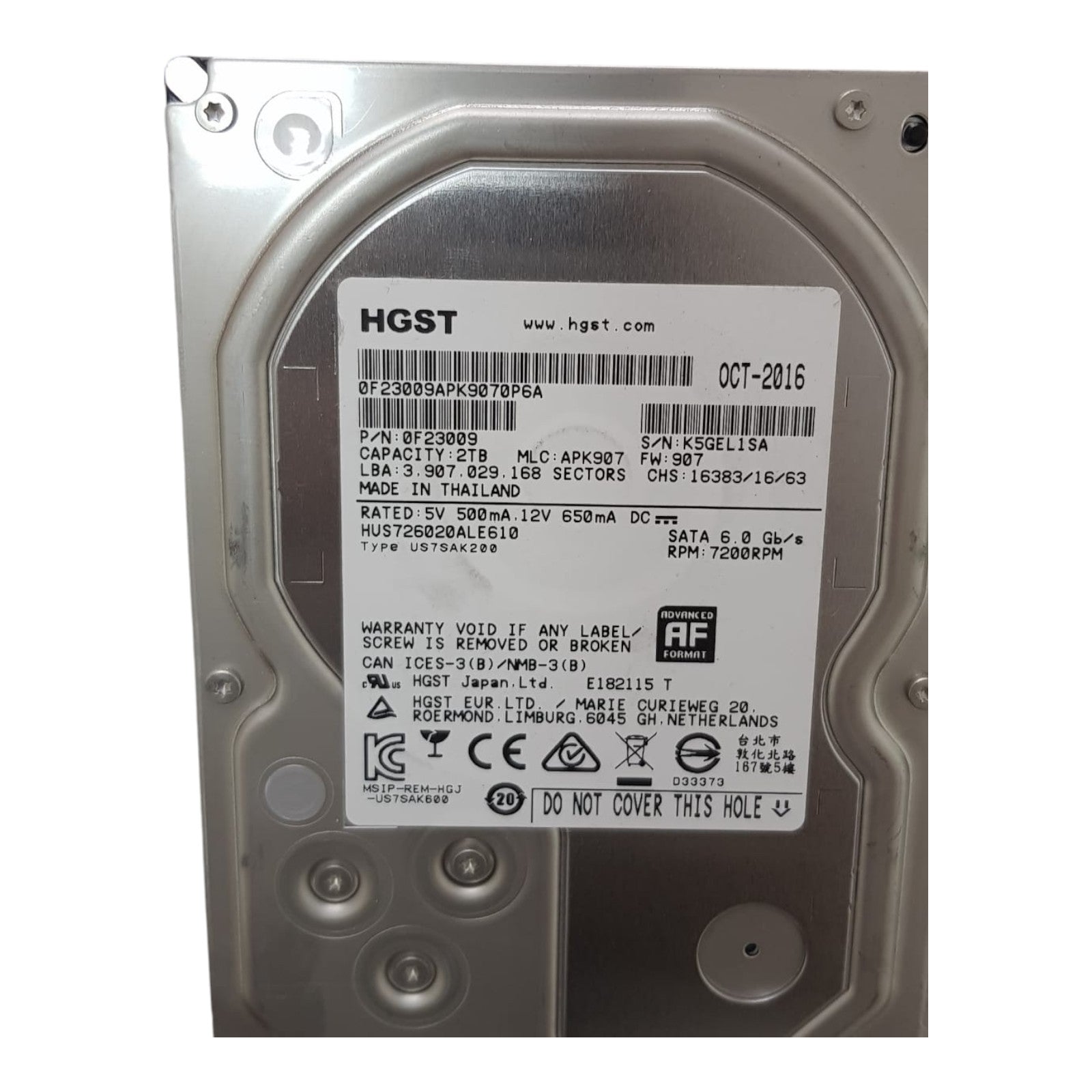HGST 2TB 3.5" SATA HDD – 0F23009 / HUS726020ALE610, 7200RPM 6Gb/s Ultrastar Hard Drives