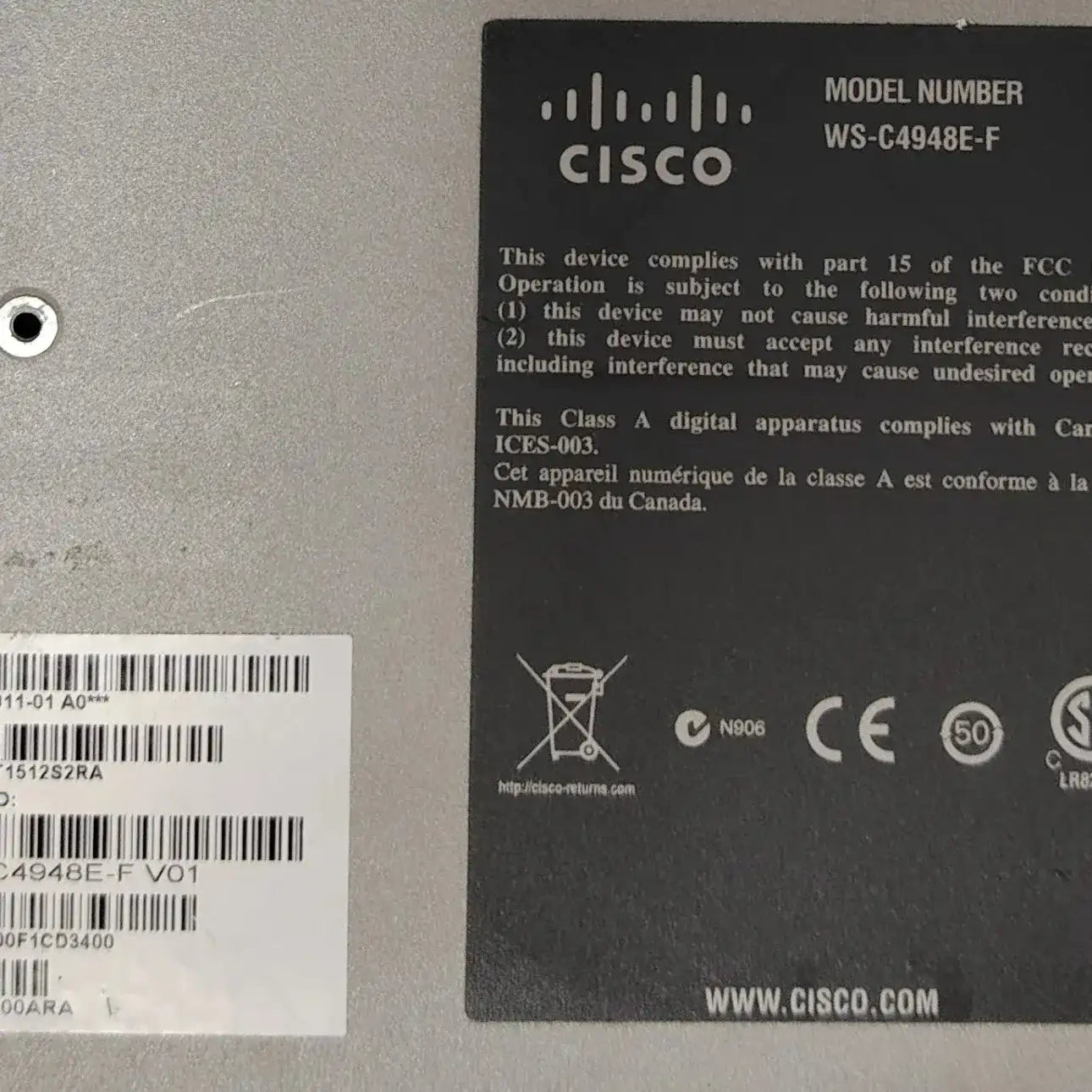 Cisco WS-C4948E-F Layer 3 Switch | 48x Gigabit Ethernet Ports + 4x SFP Uplinks
