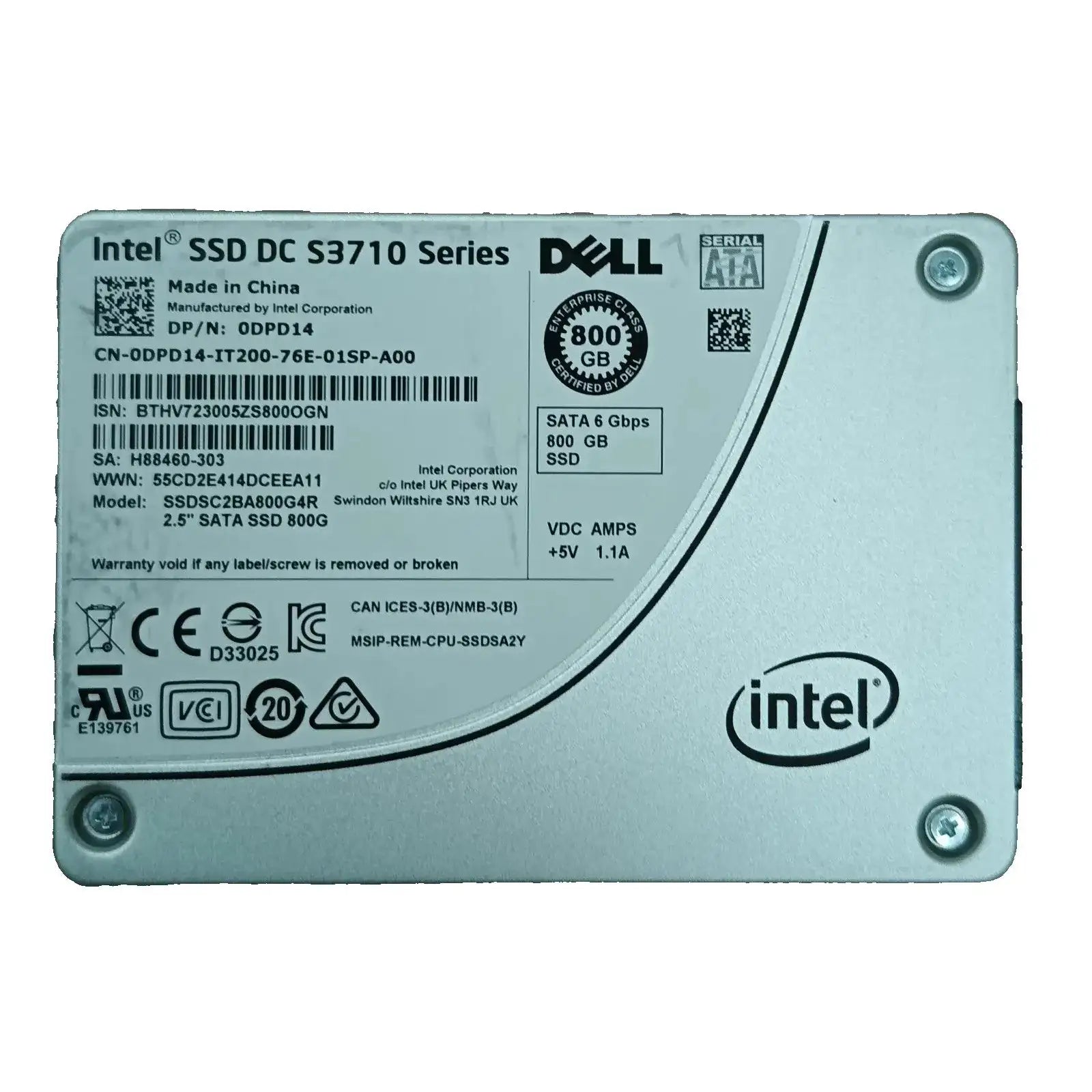 Dell / Intel (P/N:0DPD14) 800GB SATA SSD 2.5" 6Gbps