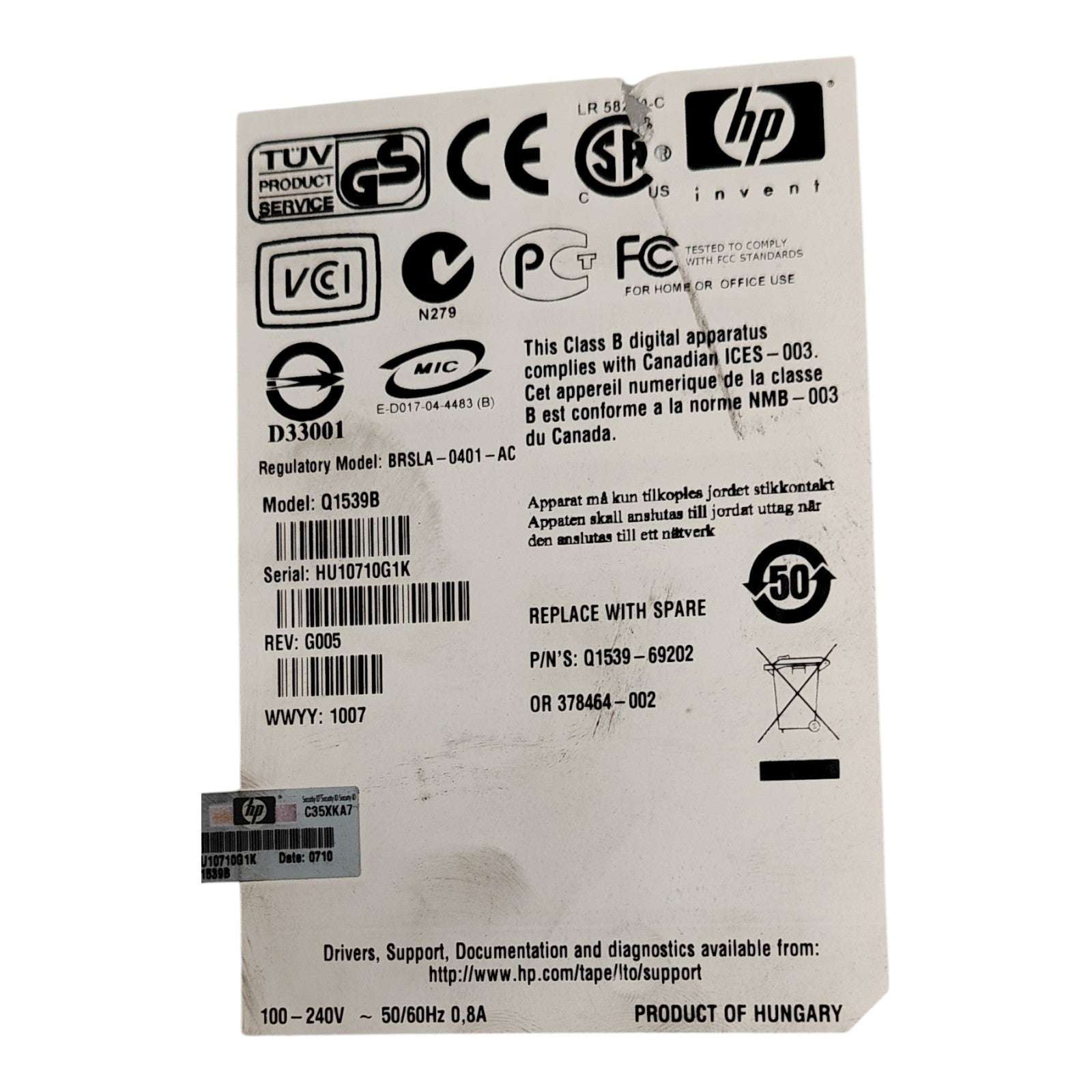 HP Q1539B Ultrium 960 External LTO-3 Tape Drive | 400GB/800GB | Ultra320 LVD SCSI