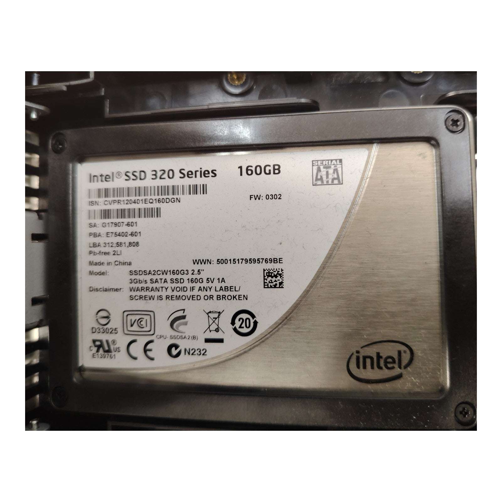 Intel SSD 320 Series 160GB SATA2 2.5" Solid State Drives – SSDSA2CW160G3 3Gb/s