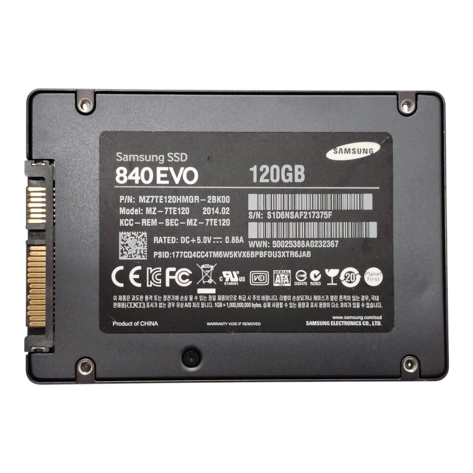Samsung 120GB SATA SSD MZ7TE120HMGR-2BK00 | MZ-7TE120 2.5" Solid State Drives
