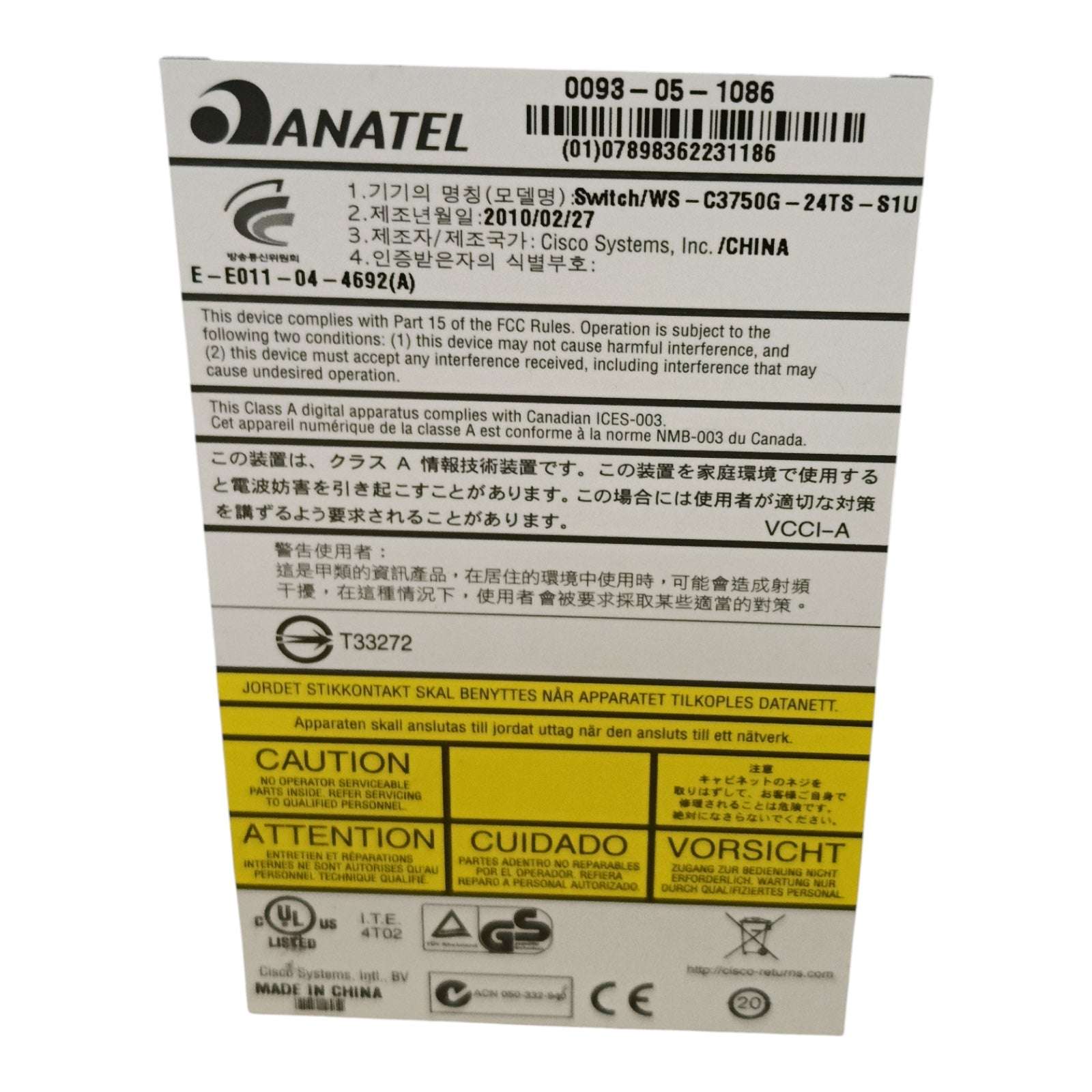 Cisco WS-C3750G-24TS-S 1U Catalyst Switch | 24-Port Gigabit Ethernet | Enterprise Layer 3 Managed Switch