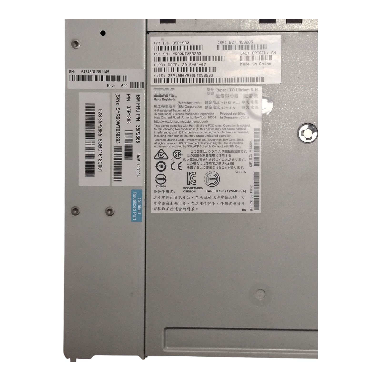 IBM TS3200 Tape Library 3573-L4U | 2× LTO-6 Ultrium SAS/FC Drives | 48 Slots | 4U Rackmount Enterprise Backup