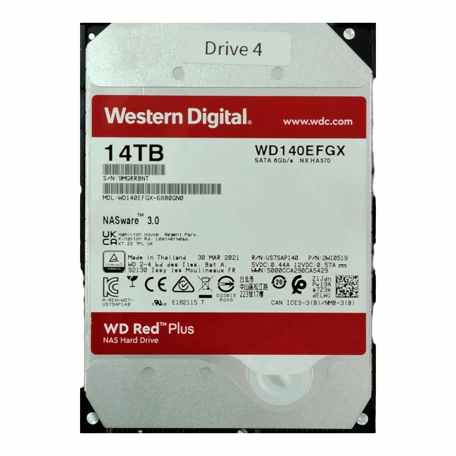 Western Digital WD140EFGX 14TB Red Plus NAS Hard Drive | 3.5" SATA 6Gb/s | WD140EFGX-68B0GN0  2W10519