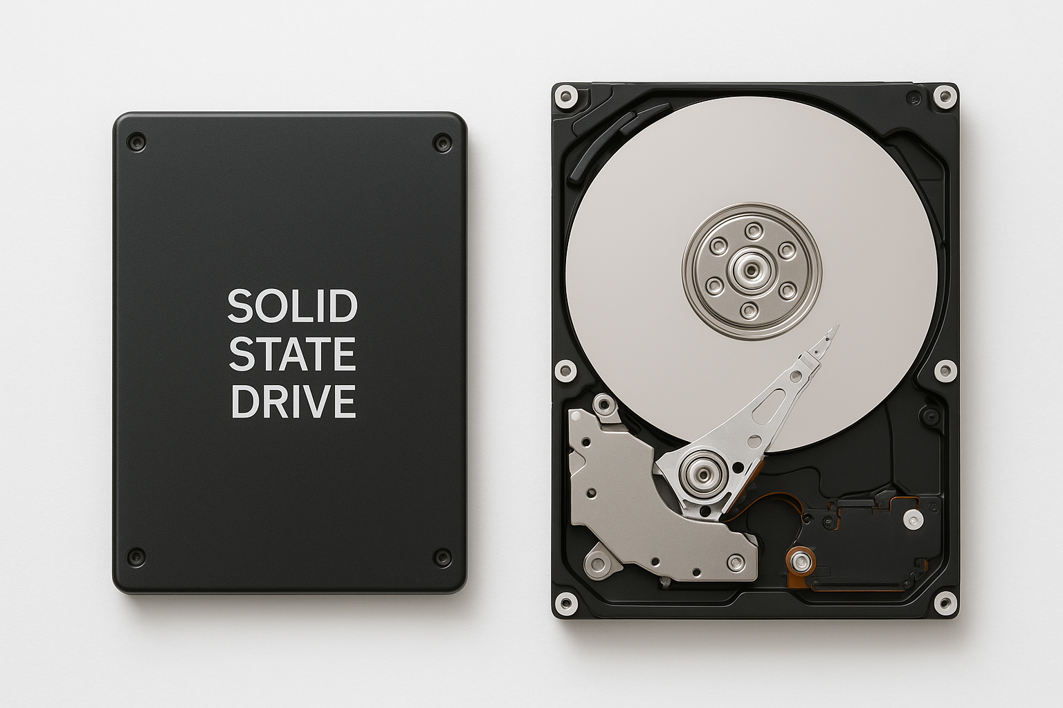 images of SSD and HDD in same photo 