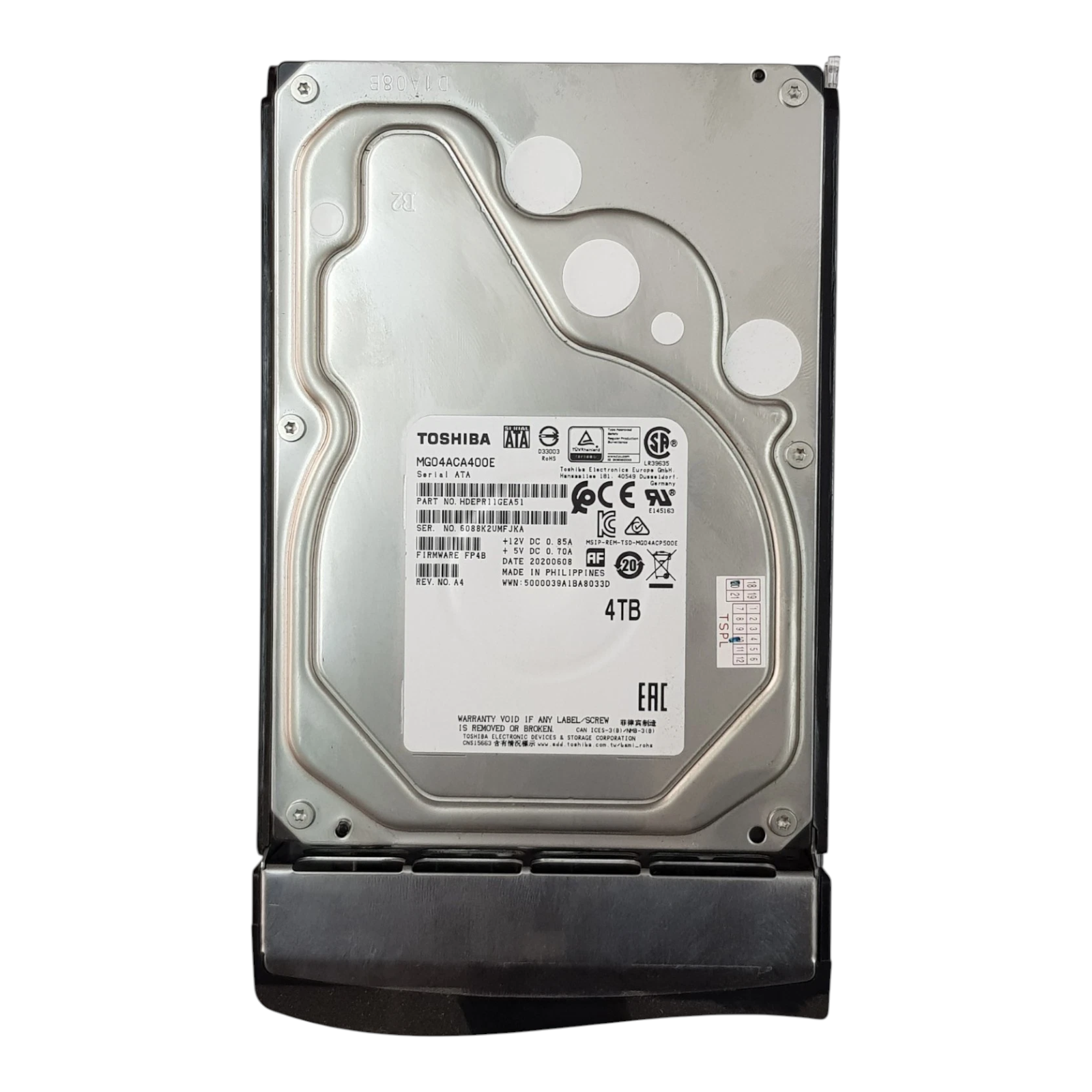 Toshiba 4TB 3.5" SATA Enterprise HDD – MG04ACA400E (P/N HDEPR11GEA51) w/o caddy