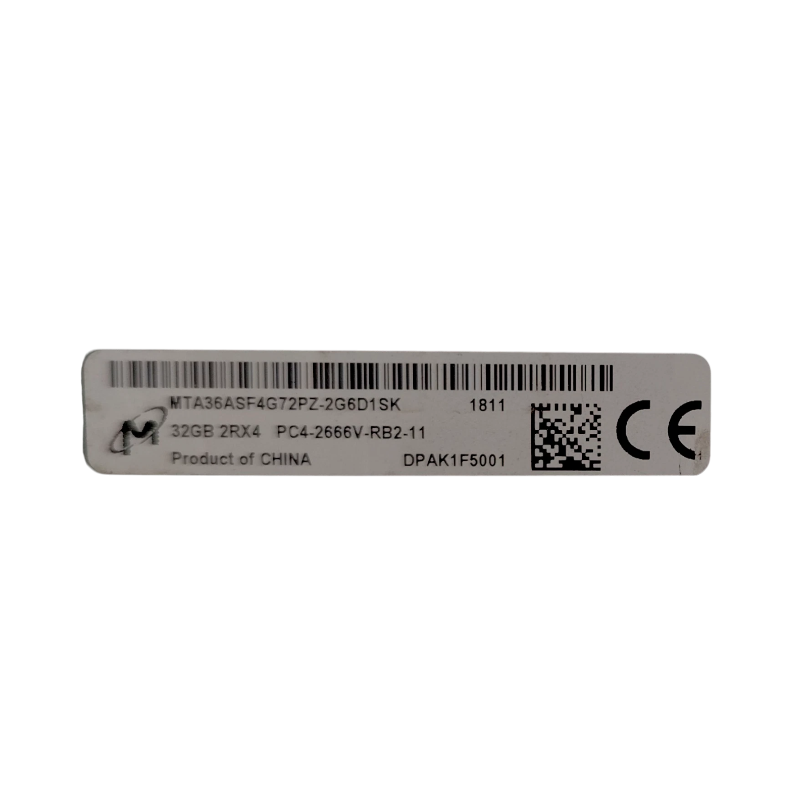 Micron 32GB DDR4-2666 ECC RDIMM Server Memory | MTA36ASF4G72PZ-2G6D1 Registered DIMM