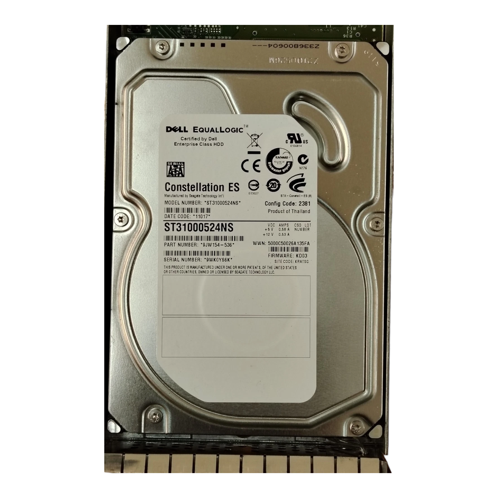 Dell EqualLogic 1TB 7200RPM 3.5" SATA HDD – ST31000524NS / 9JW154-536 (Constellation ES Enterprise Drive)