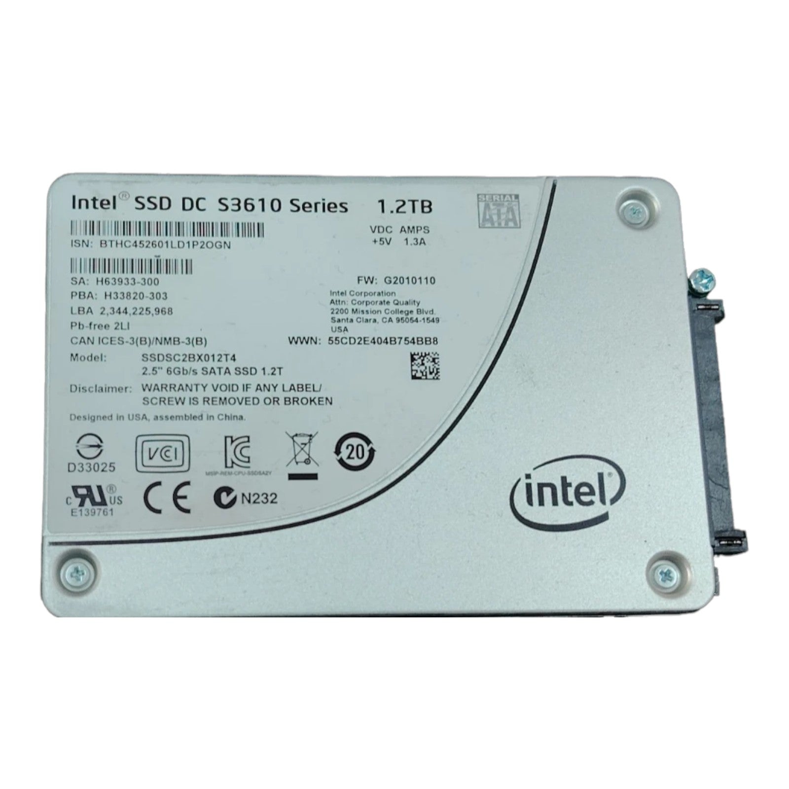 Intel SSD DC S3610 1.2TB 2.5" SATA Enterprise Solid State Drives SSDSC2BX012T4