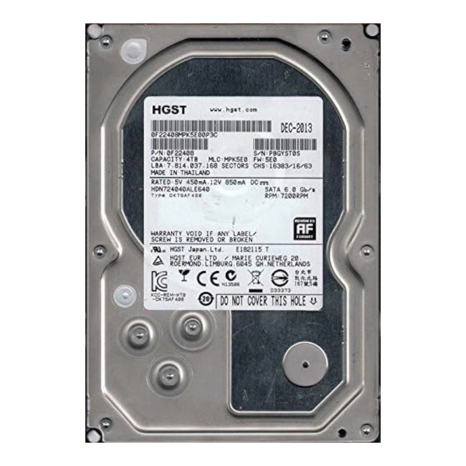 HGST 0F22408 4TB 7200RPM 3.5" SATA 6Gb/s Enterprise Hard Drive | HDN724040ALE640